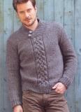 Мужской пуловер с плетеным узором