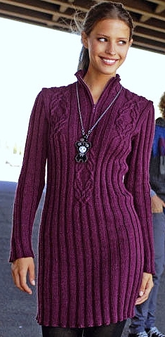 Платье-пуловер. Вязание спицами